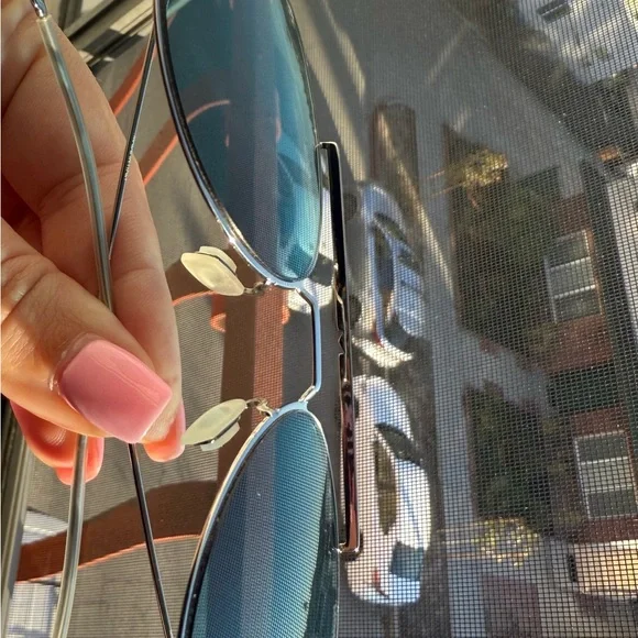 Montblanc Silver Aviator Sunglasses Blue/Green Lenses 54mm